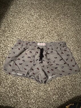 Xhilaration Gray Pajama Shorts with Black Tie and Mini Print